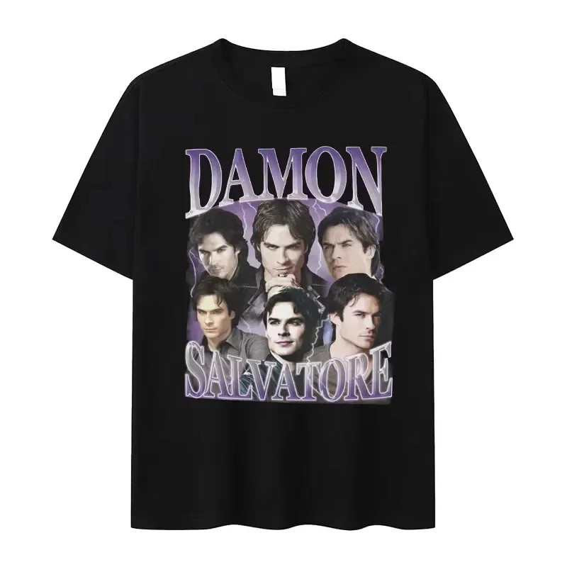 Men'S Fashion Oversized T Shirt - Damon Salvatore IanSomerhalder TV Drama Pattern
