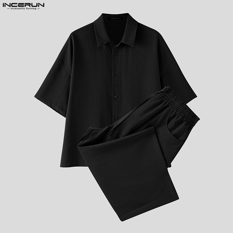 Men'S Fashion For 2026 - INCERUN Men's Sets Solid Lapel Short