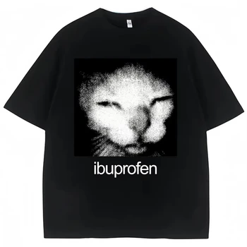 Men'S Fashion Oversized T Shirt - 2026 Vintage Funny Ibuprofen Cat Meme