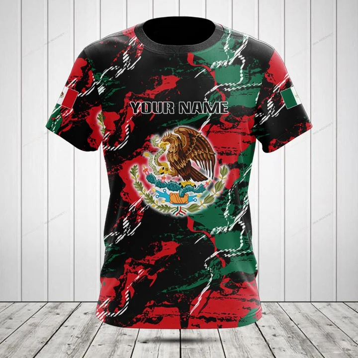 Men'S Fashion Oversized T Shirt - Custom Summer Casual Mexico Flag Eagle