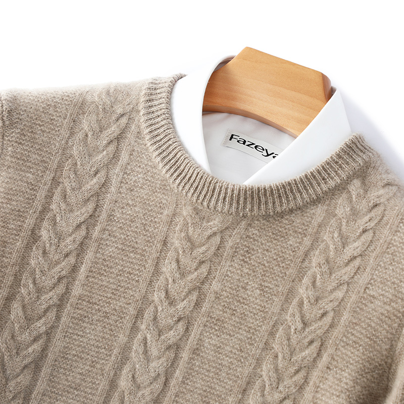 Mens Fashion Jumpers - 100% Merino Wool Sweater Men's Round