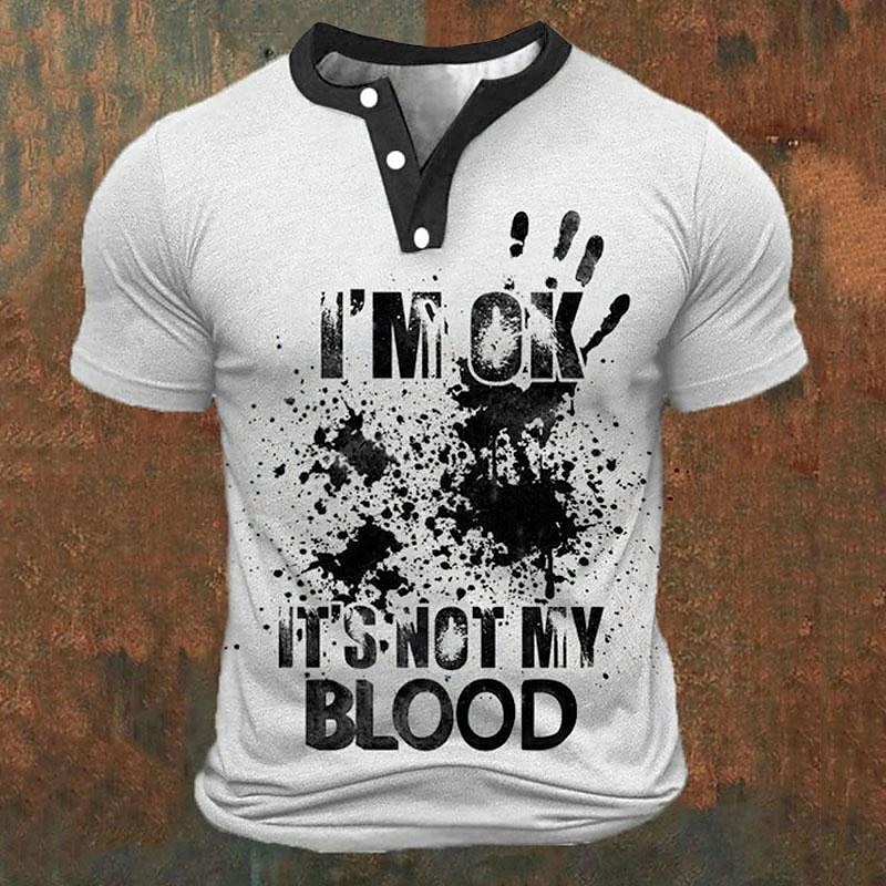Mens Fashion Wear - Funny 3D Letter Print Men's Henley