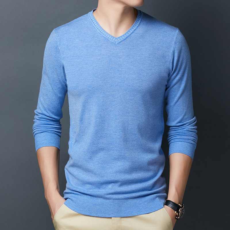 Mens Fashion Jumpers - V-neck sweater thin section line clothing