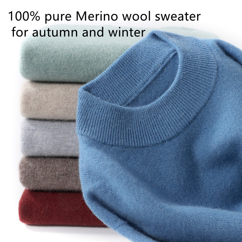 Mens Fashion Jumpers - 100% Pure Merino Wool Men's Semi