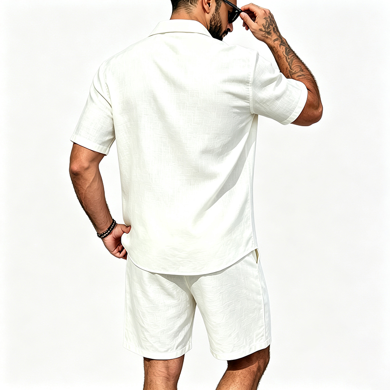 Men Linen Two Piece Outfit Sho - огляд і ціна Linen Shirt Summer