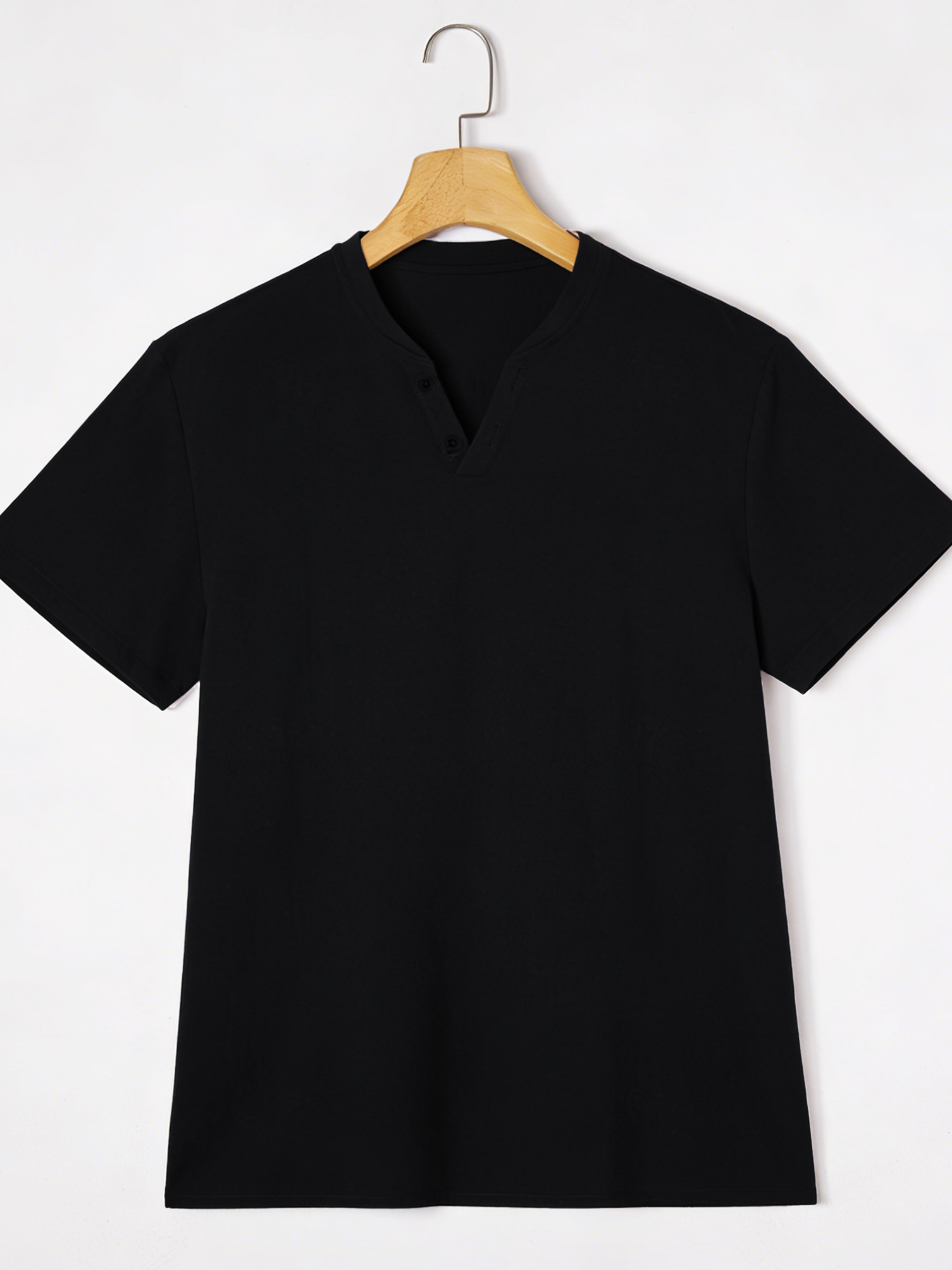Elegant Black Henley Short-Sle - огляд і ціна Linen Shirt Summer