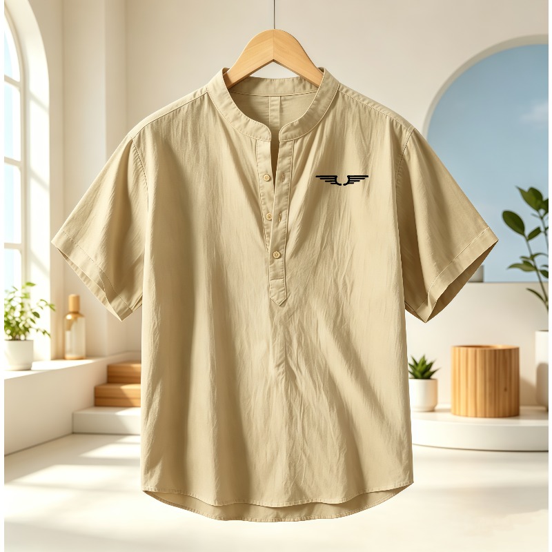 Men's cotton and linen Henley  - огляд і ціна Linen Shirt Summer