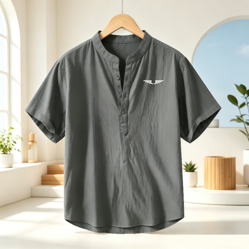 Men's cotton and linen Henley  - огляд і ціна Linen Shirt Summer