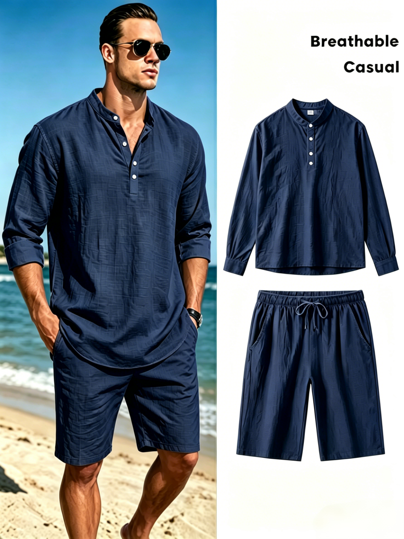 Men's Cotton Linen Henley Shir - огляд і ціна Linen Shirt Summer