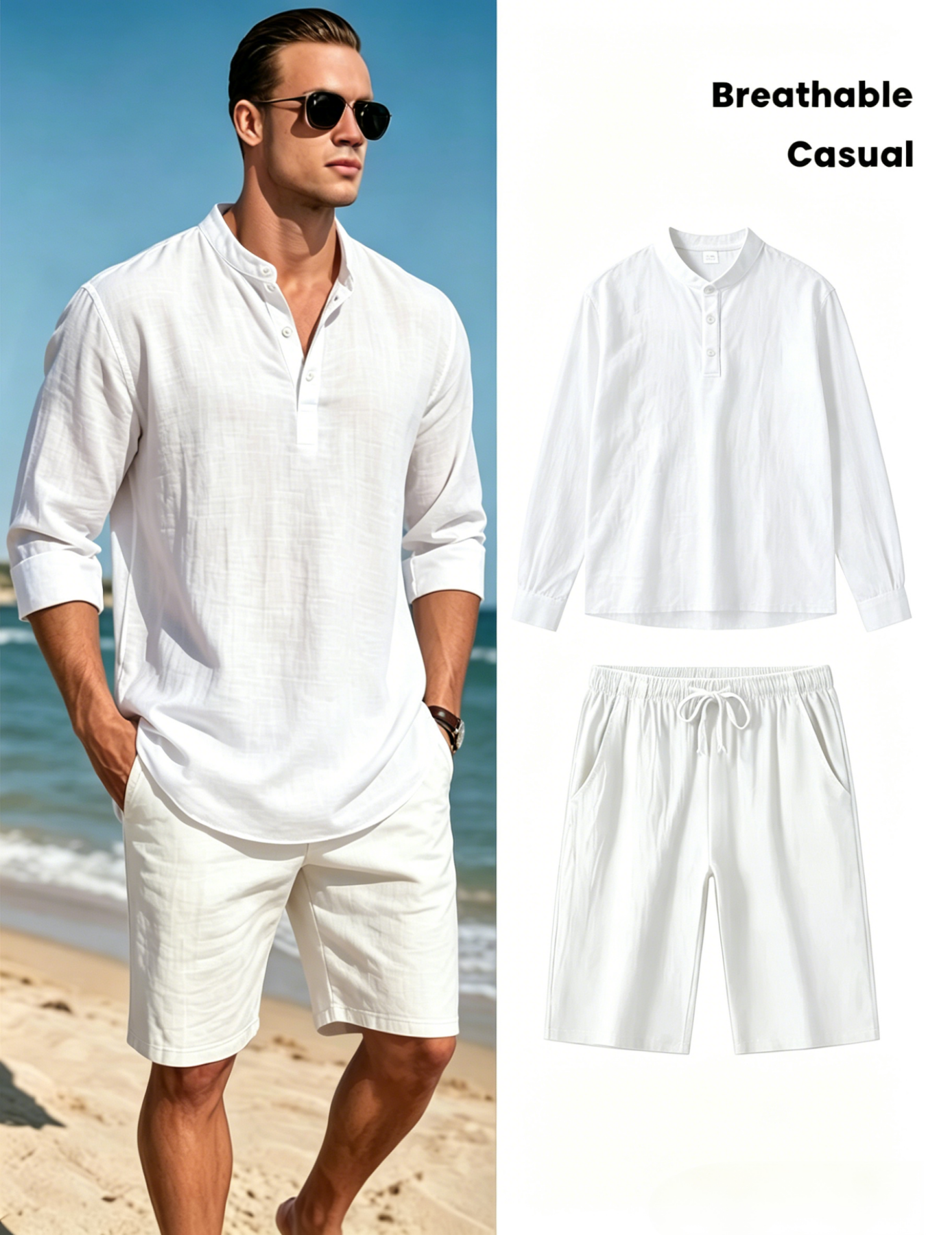 Men's Cotton Linen Henley Shir - огляд і ціна Linen Shirt Summer