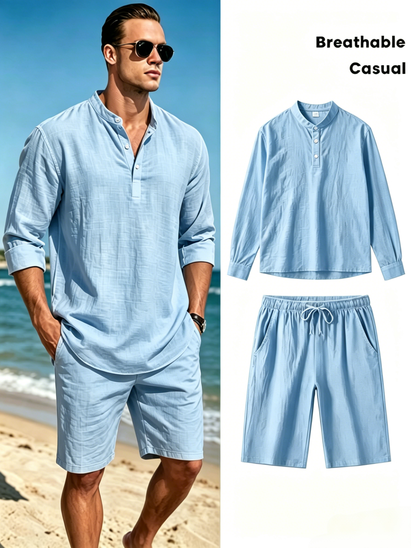 Men's Cotton Linen Henley Shir - огляд і ціна Linen Shirt Summer