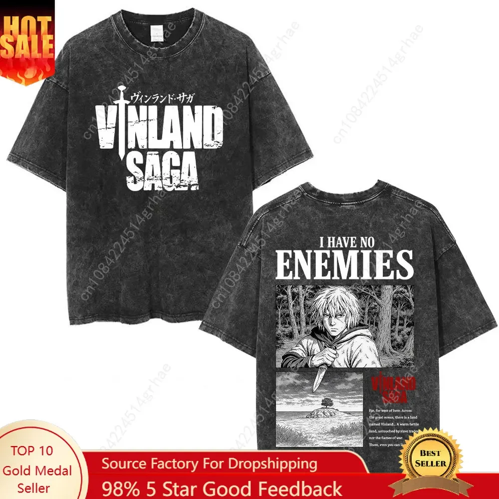 Vintage Washed Anime Vinland S - огляд і ціна Men'S Fashion Oversized T Shirt