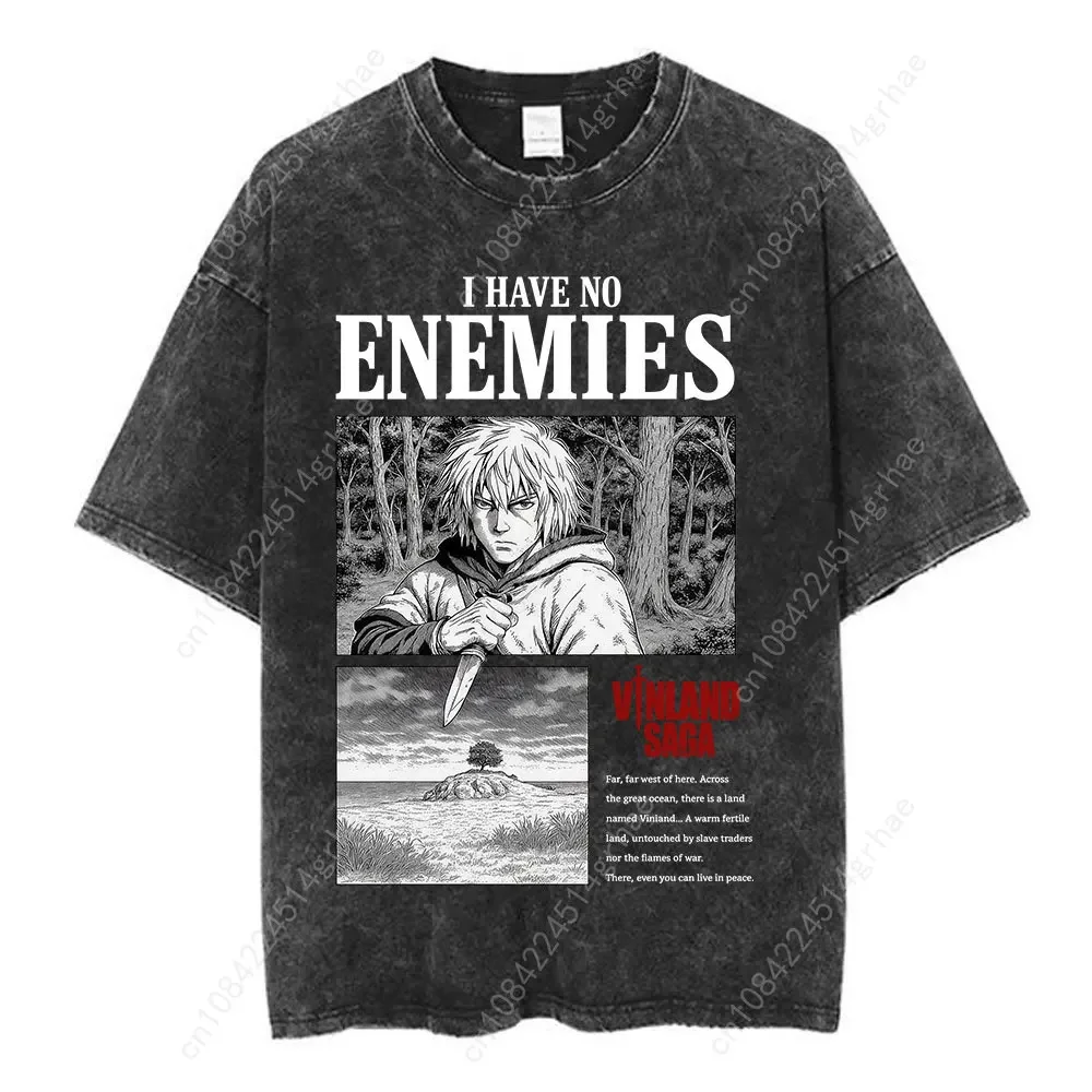 Vintage Washed Anime Vinland S - огляд і ціна Men'S Fashion Oversized T Shirt