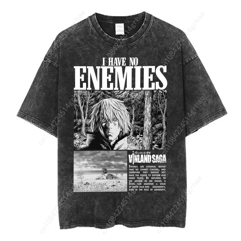 Vintage Washed Anime Vinland S - огляд і ціна Men'S Fashion Oversized T Shirt