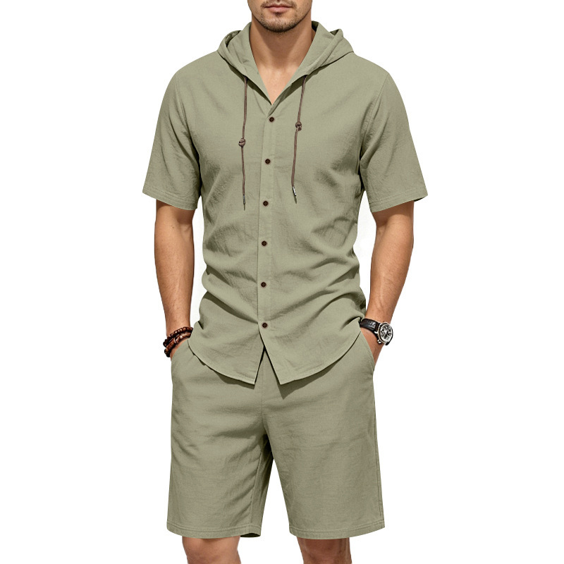 Mens Summer Linen Two Piece Se - огляд і ціна Linen Shirt Summer