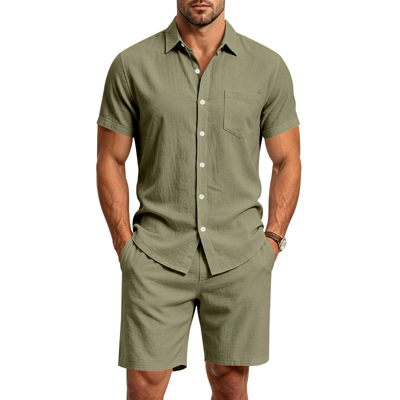 Men's Summer Lapel Solid Color - огляд і ціна Linen Shirt Summer