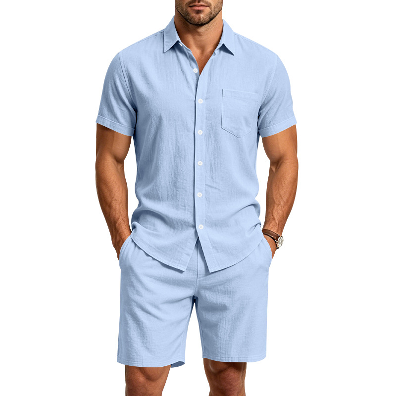 Men's Summer Lapel Solid Color - огляд і ціна Linen Shirt Summer