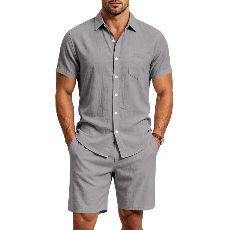 Men's Summer Lapel Solid Color - огляд і ціна Linen Shirt Summer