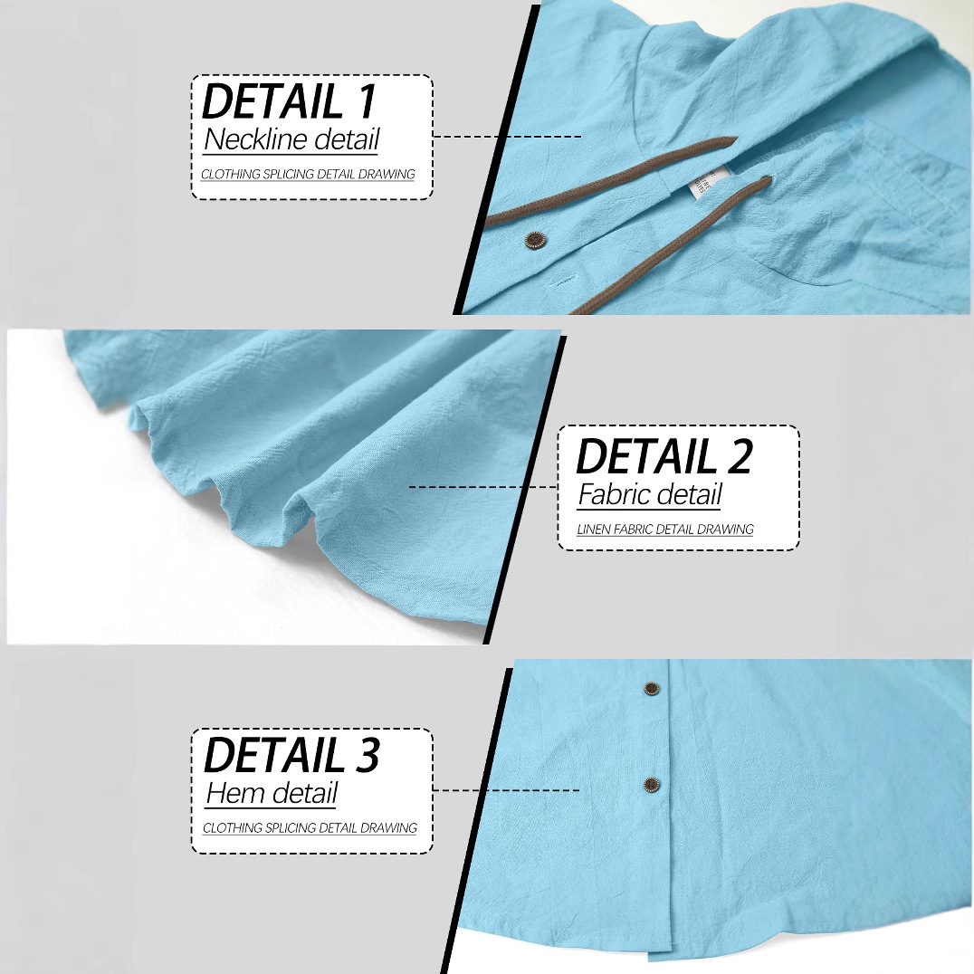 2025 Men Linen Hoodie Long Sle - огляд і ціна Linen Shirt Summer