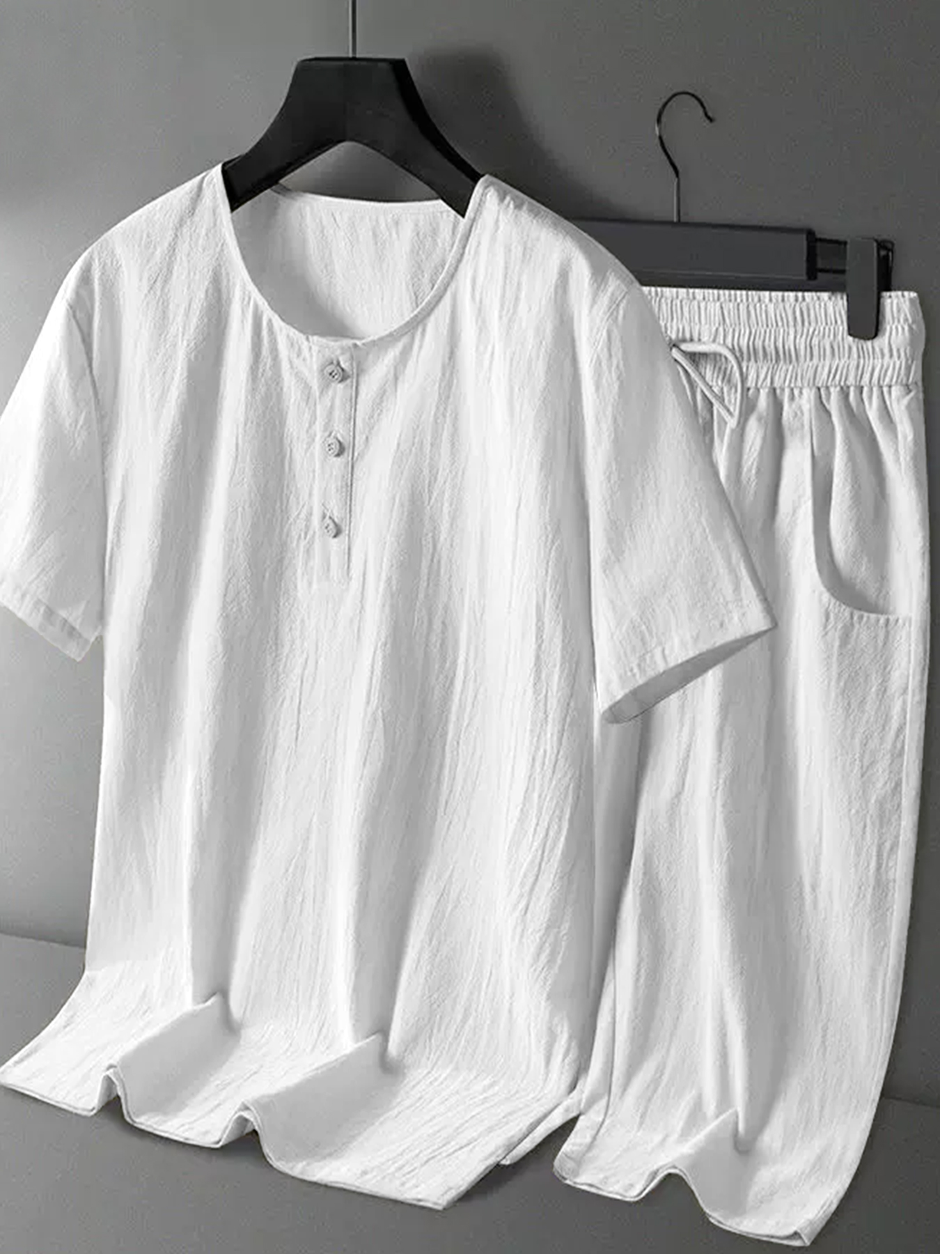 mens cotton linen 2 piece set  - огляд і ціна Linen Shirt Summer