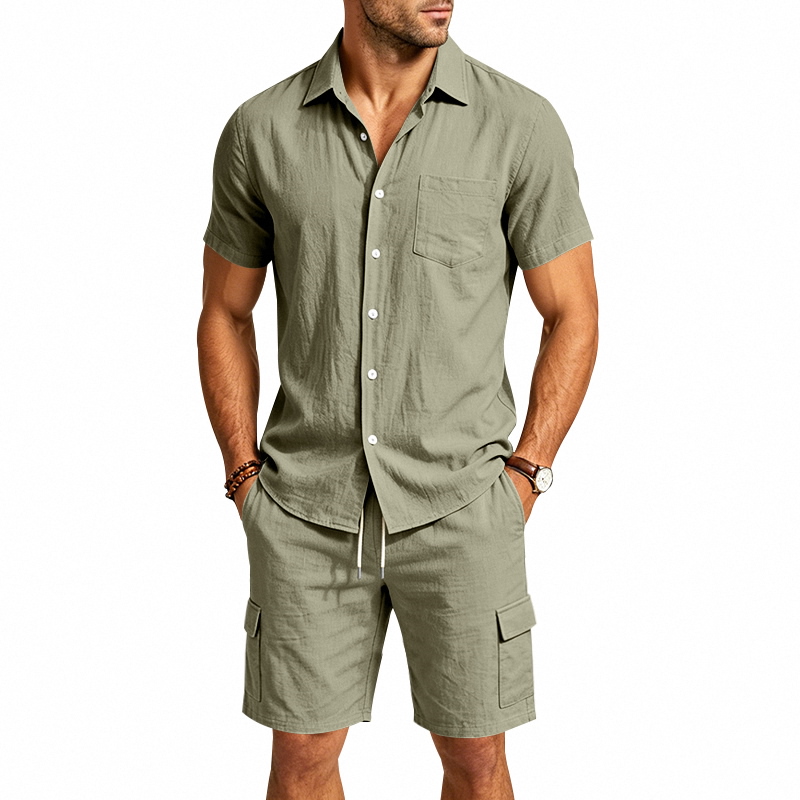 Men Summer American Linen Two  - огляд і ціна Linen Shirt Summer